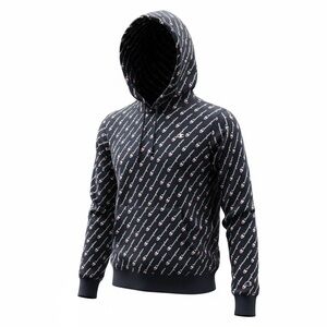 Vintage Champion Navy and White Patterned Hoodie Y2K Mens size M